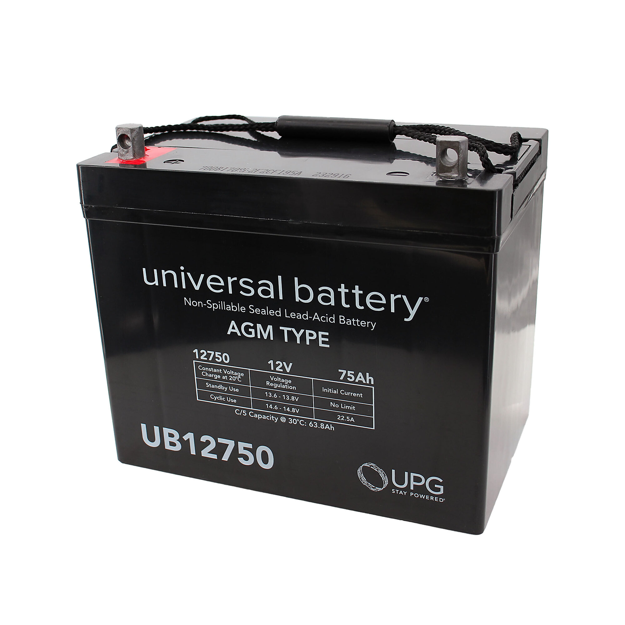 UPG Sealed LeadAcid Battery — AGMtype, 12V, 200 Amps, Model UB4D Northern Tool